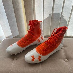 Under Armour Orange and White High-Top cleats